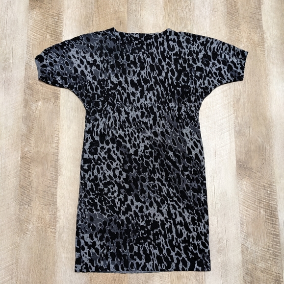 Loft Ann Taylor 100% Wool Black and Gray Leopard Print Fitted Dress Size Small - Picture 4 of 7